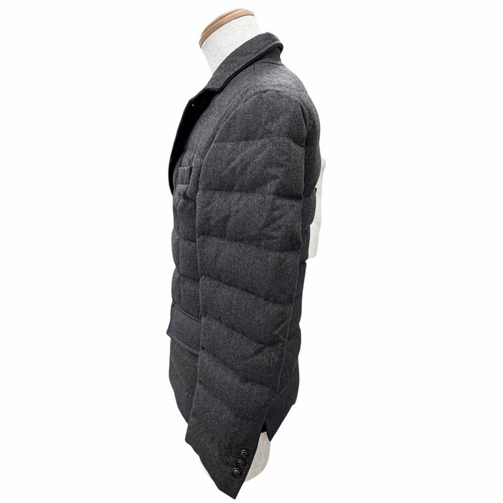 極美品△MONCLER モンクレール RODIN ウール100％ ロゴボタン ジップアップ テーラード型 ダウンジャケット チャコールグレー 0 正規品
