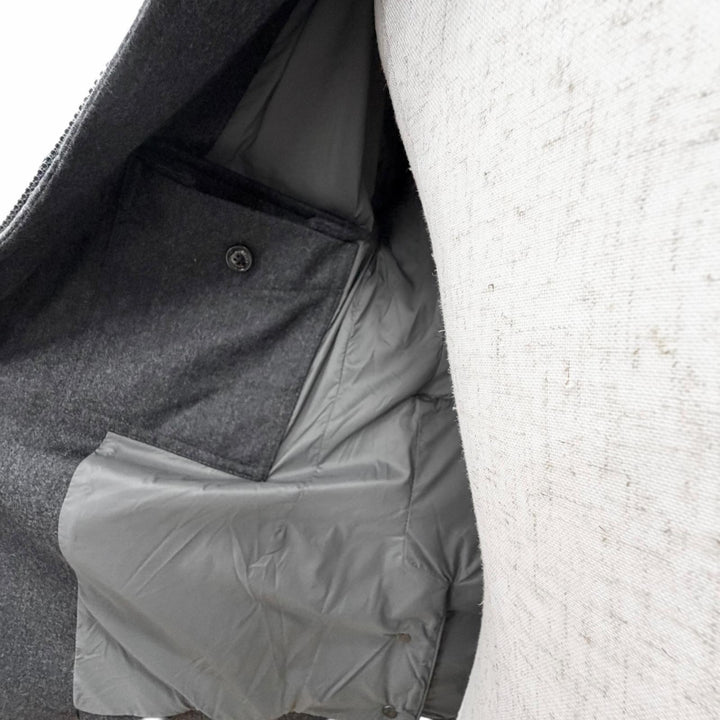 極美品△MONCLER モンクレール RODIN ウール100％ ロゴボタン ジップアップ テーラード型 ダウンジャケット チャコールグレー 0 正規品