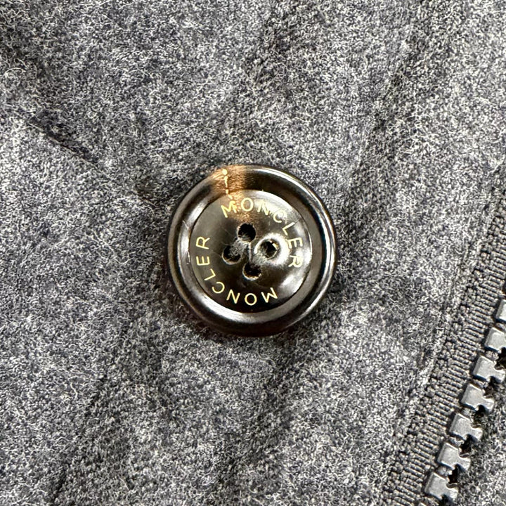 極美品△MONCLER モンクレール RODIN ウール100％ ロゴボタン ジップアップ テーラード型 ダウンジャケット チャコールグレー 0 正規品