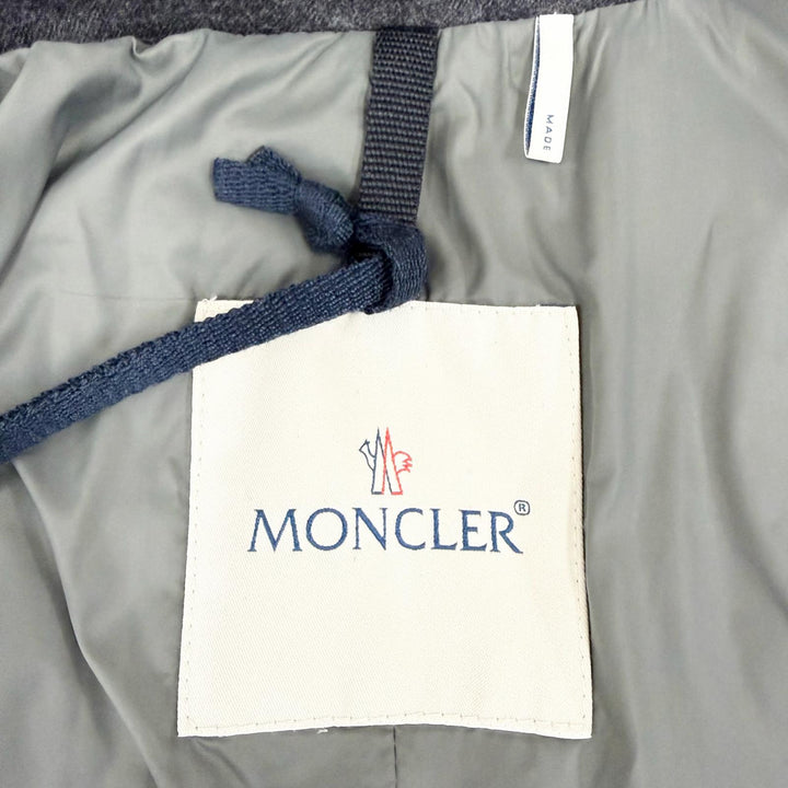 極美品△MONCLER モンクレール RODIN ウール100％ ロゴボタン ジップアップ テーラード型 ダウンジャケット チャコールグレー 0 正規品
