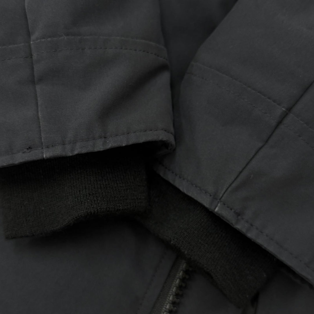 美品▼CANADA GOOSE カナダグース 3438JM ロゴワッペン ファー付き フーデッド ダブルジップアップ ダウンジャケット ネイビー XS 正規品
