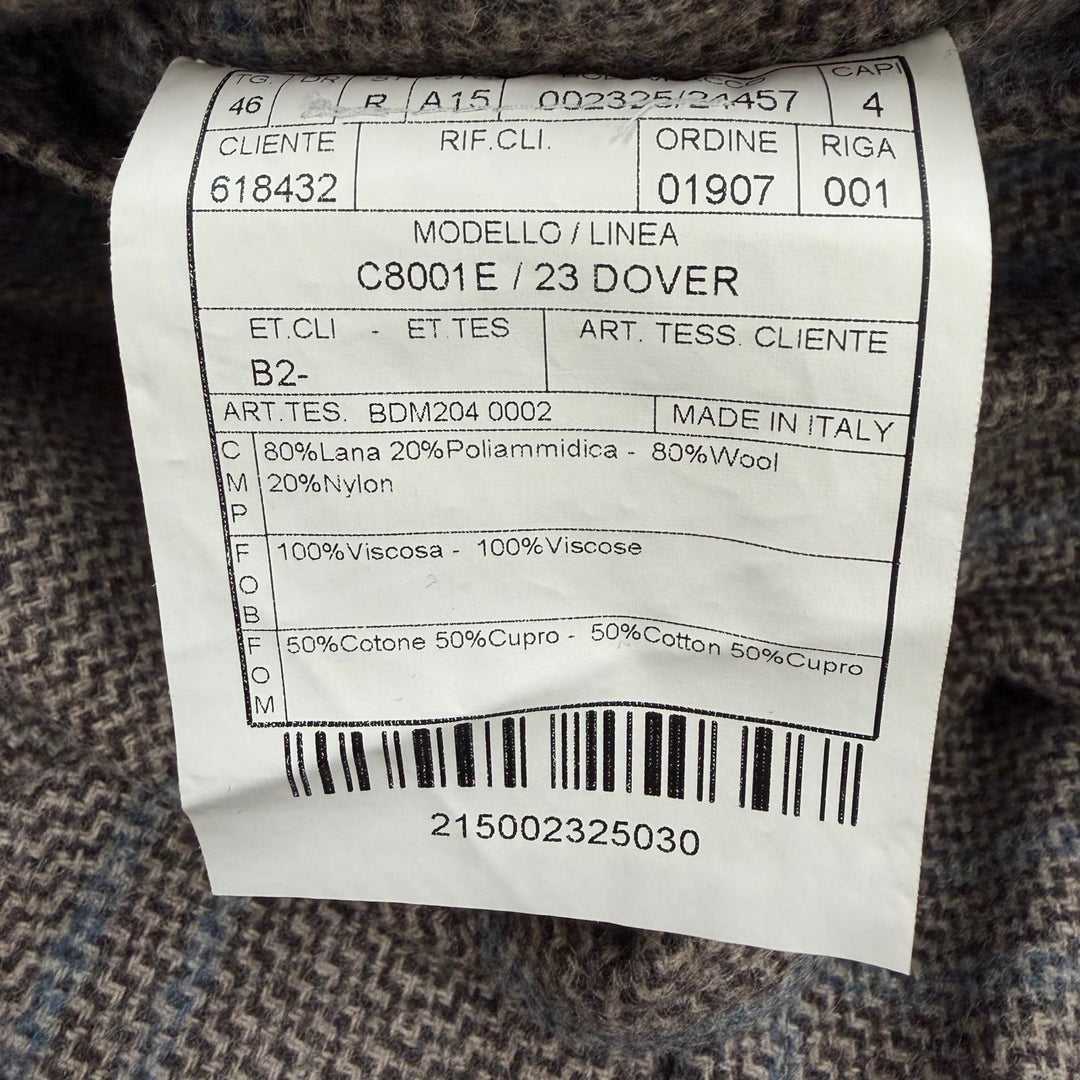 極美品▼BOGLIOLI ボリオリ DOVER ウール80% チェック柄 ロゴ入りボタン ステンカラーコート ブラウン 46 イタリア製 正規品 メンズ