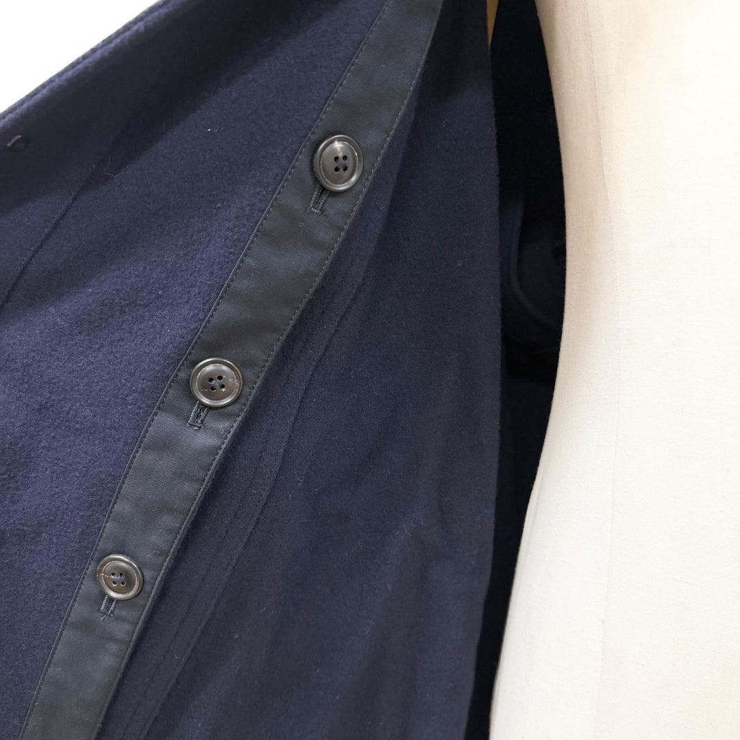 美品▼Yohji Yamamoto POUR HOMME ヨウジヤマモトプールオム HK-C34-156 ウールモッサマントコート ポンチョ ネイビー 3 正規品 メンズ