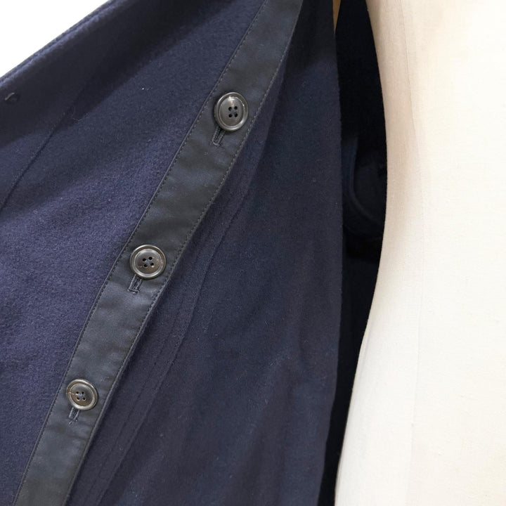 美品▼Yohji Yamamoto POUR HOMME ヨウジヤマモトプールオム HK-C34-156 ウールモッサマントコート ポンチョ ネイビー 3 正規品 メンズ