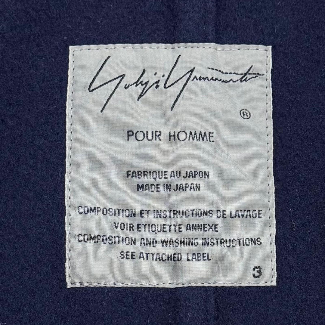 美品▼Yohji Yamamoto POUR HOMME ヨウジヤマモトプールオム HK-C34-156 ウールモッサマントコート ポンチョ ネイビー 3 正規品 メンズ