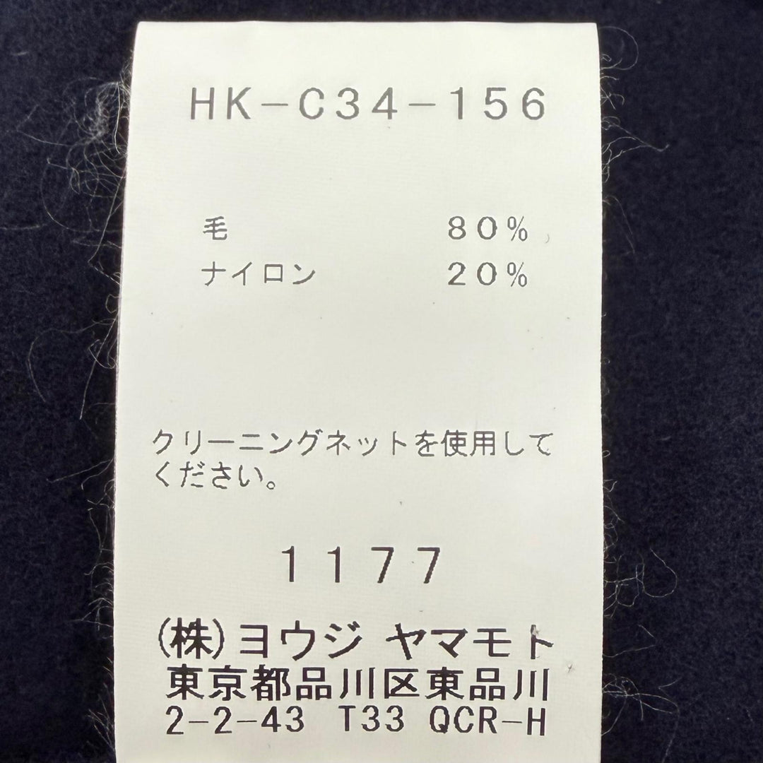 美品▼Yohji Yamamoto POUR HOMME ヨウジヤマモトプールオム HK-C34-156 ウールモッサマントコート ポンチョ ネイビー 3 正規品 メンズ