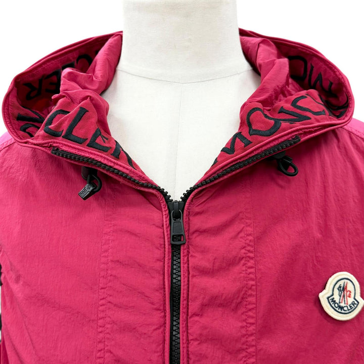 極美品▼MONCLER モンクレール MONTEINT TOUQUES ロゴワッペン付き フーデッド ダブルジップアップ ベスト ピンク 4 正規品 メンズ