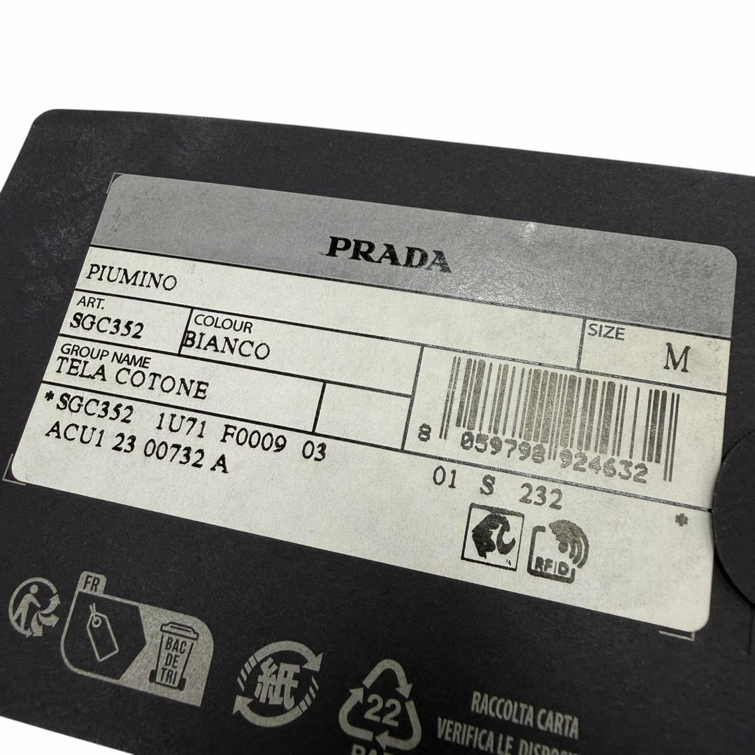 極美品▼PRADA プラダ 2023年製 SGC352 コットン100％ 三角ロゴ プルオーバー ジレ ダウンベスト ホワイト M イタリア製 正規品 メンズ
