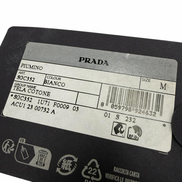 極美品▼PRADA プラダ 2023年製 SGC352 コットン100％ 三角ロゴ プルオーバー ジレ ダウンベスト ホワイト M イタリア製 正規品 メンズ