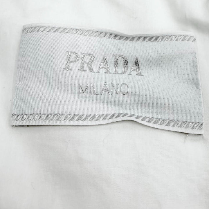 極美品▼PRADA プラダ 2023年製 SGC352 コットン100％ 三角ロゴ プルオーバー ジレ ダウンベスト ホワイト M イタリア製 正規品 メンズ