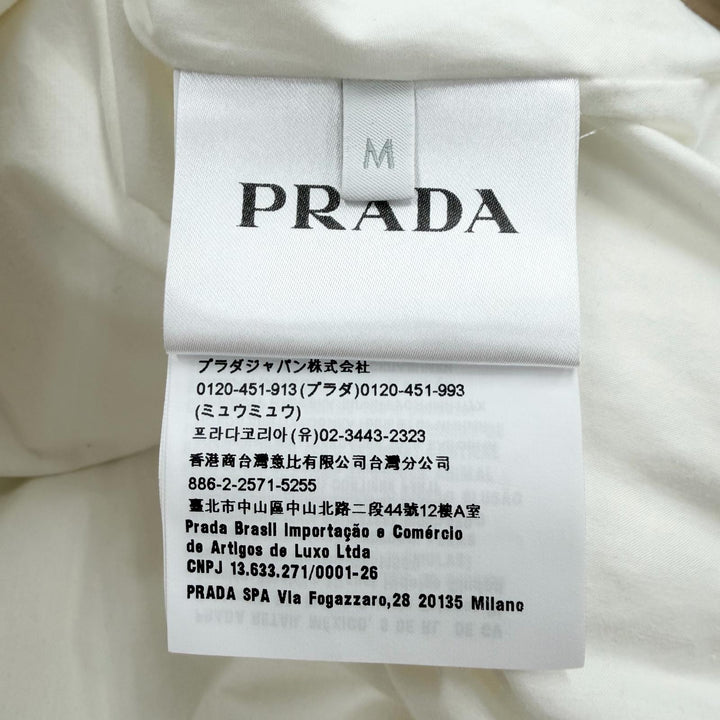 極美品▼PRADA プラダ 2023年製 SGC352 コットン100％ 三角ロゴ プルオーバー ジレ ダウンベスト ホワイト M イタリア製 正規品 メンズ