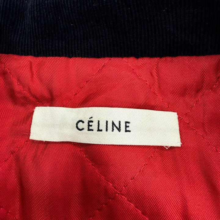 美品◇CELINE セリーヌ 2 5H99/4533 羊革 フィービー期 バイカー ムートン ライダース レザージャケット ブルー系 38 イタリア製 正規品