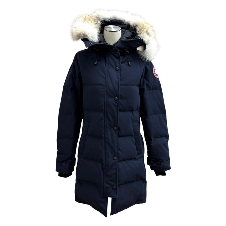 美品★CANADA GOOSE カナダグース 2302JL MACKENZIE PARKA ファー・フード・ロゴワッペン付 ダウンコート ダークネイビー M 正規品