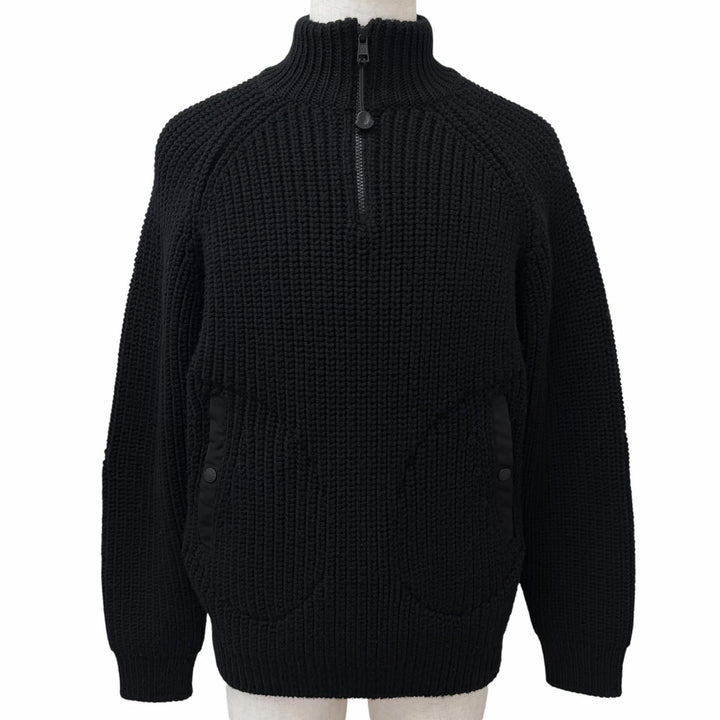 美品□MONCLER GENIUS 1 PHARRELL WILLAMS モンクレール ジーニアス 1 CICLISTA TRICOT ロゴワッペン ハーフジップ セーター M 正規品