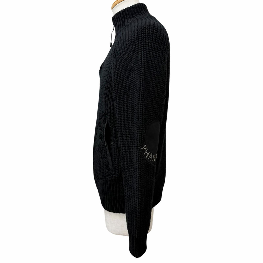 美品□MONCLER GENIUS 1 PHARRELL WILLAMS モンクレール ジーニアス 1 CICLISTA TRICOT ロゴワッペン ハーフジップ セーター M 正規品
