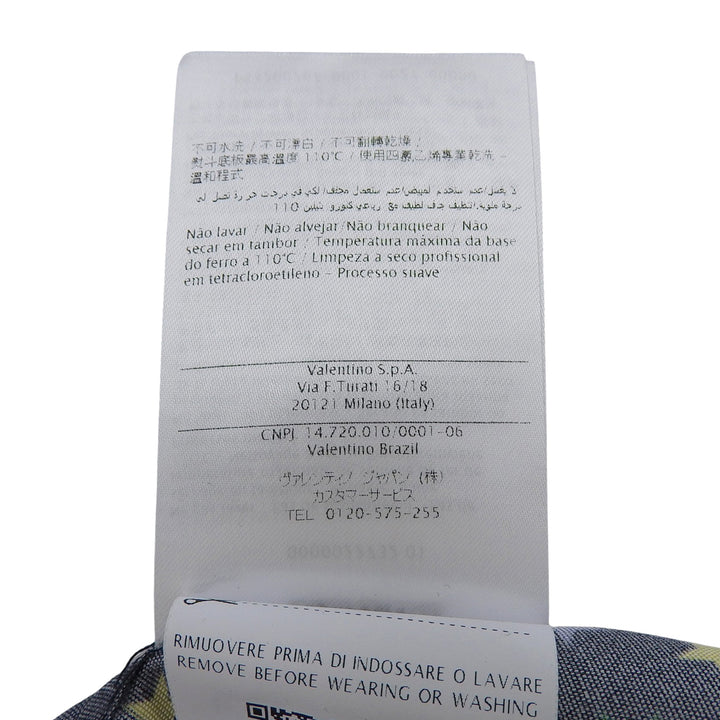 極美品▲VALENTINO ヴァレンティノ QV3ABA25EMN シルク100％ 星柄 長袖シャツ ブラック マルチ 42 イタリア製 正規品 メンズ