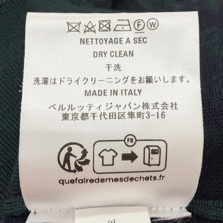 極美品□BERLUTI ベルルッティ ウール100％ カリグラフィ スクリット 総柄 薄手 セーター ダークグリーン M イタリア製 正規品 メンズ