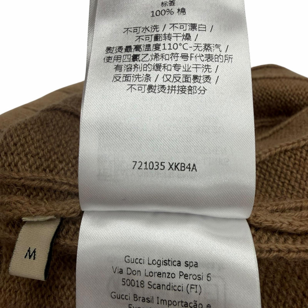 極美品▼GUCCI グッチ 23SS 721035 キャメル ウール ウェブストライプ クルーネック ニットセーター ブラウン M 伊製 正規品 メンズ