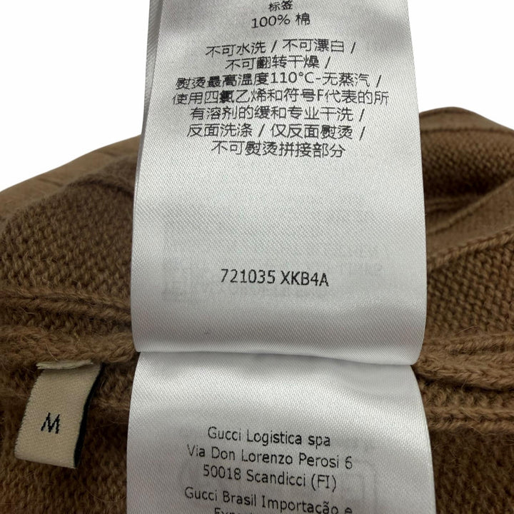 極美品▼GUCCI グッチ 23SS 721035 キャメル ウール ウェブストライプ クルーネック ニットセーター ブラウン M 伊製 正規品 メンズ