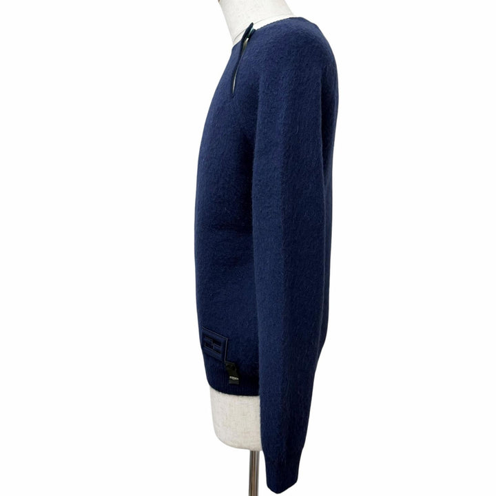 未使用品□FENDI フェンディ 2022年製 FZX110 カシミヤ95％ FFロゴワッペン 起毛地 ロングスリーブニット セーター 48 イタリア製 正規品