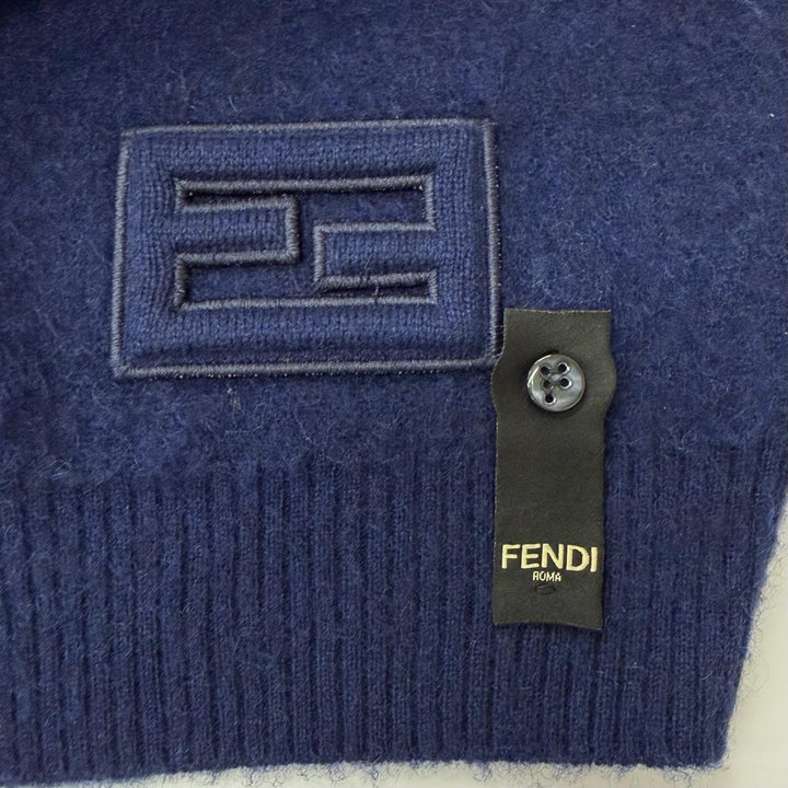 未使用品□FENDI フェンディ 2022年製 FZX110 カシミヤ95％ FFロゴワッペン 起毛地 ロングスリーブニット セーター 48 イタリア製 正規品