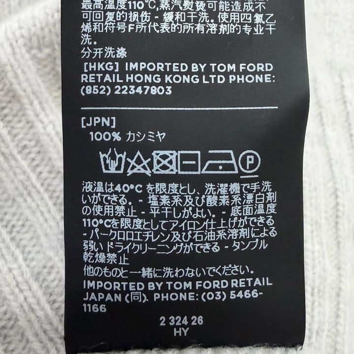 美品□TOM FORD トムフォード カシミヤ100％ Vネック 起毛地 ロングスリーブニット セーター ライトグレー M 英国製 正規品 メンズ