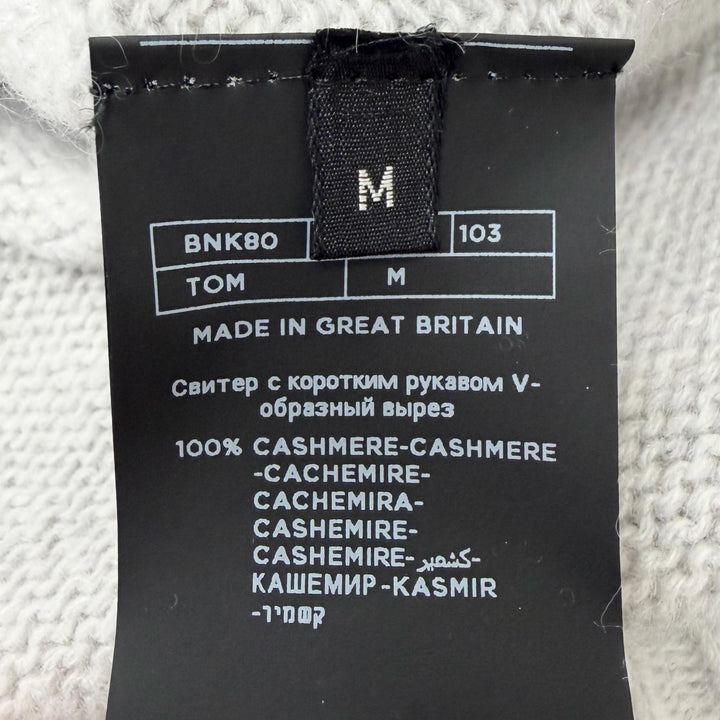 美品□TOM FORD トムフォード カシミヤ100％ Vネック 起毛地 ロングスリーブニット セーター ライトグレー M 英国製 正規品 メンズ