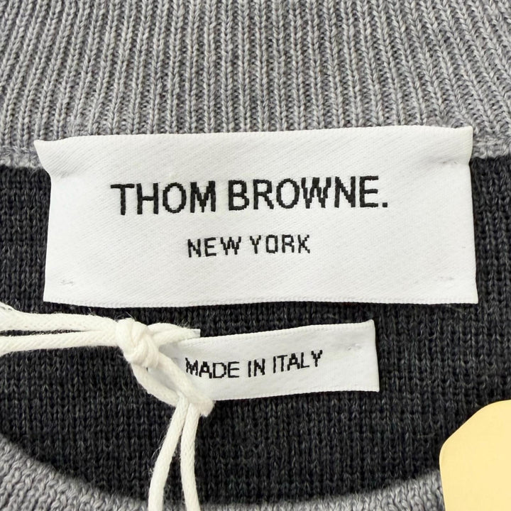 未使用品□THOM BROWNE トムブラウン MKA316F ミラノステッチ コットン クレープ 4 BAR セーター グレー 2 イタリア製 正規品 メンズ