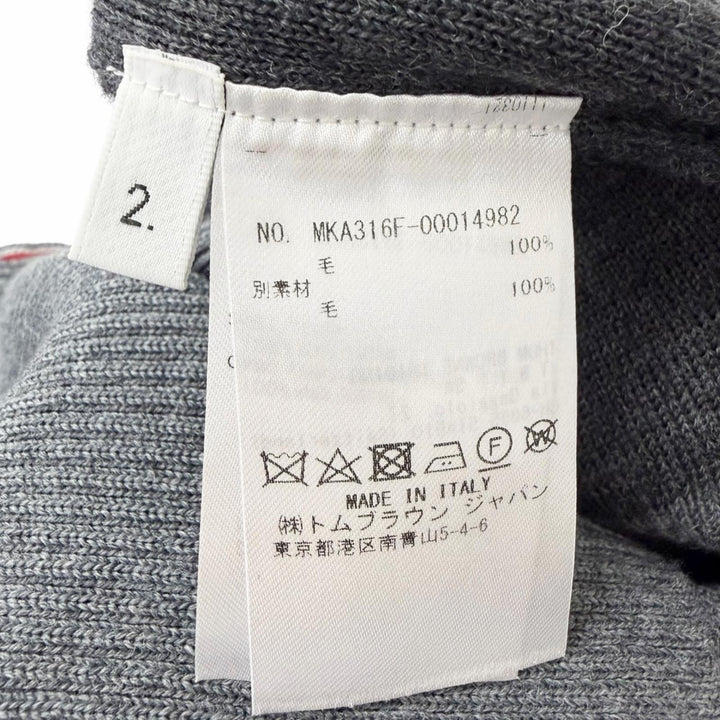 未使用品□THOM BROWNE トムブラウン MKA316F ミラノステッチ コットン クレープ 4 BAR セーター グレー 2 イタリア製 正規品 メンズ