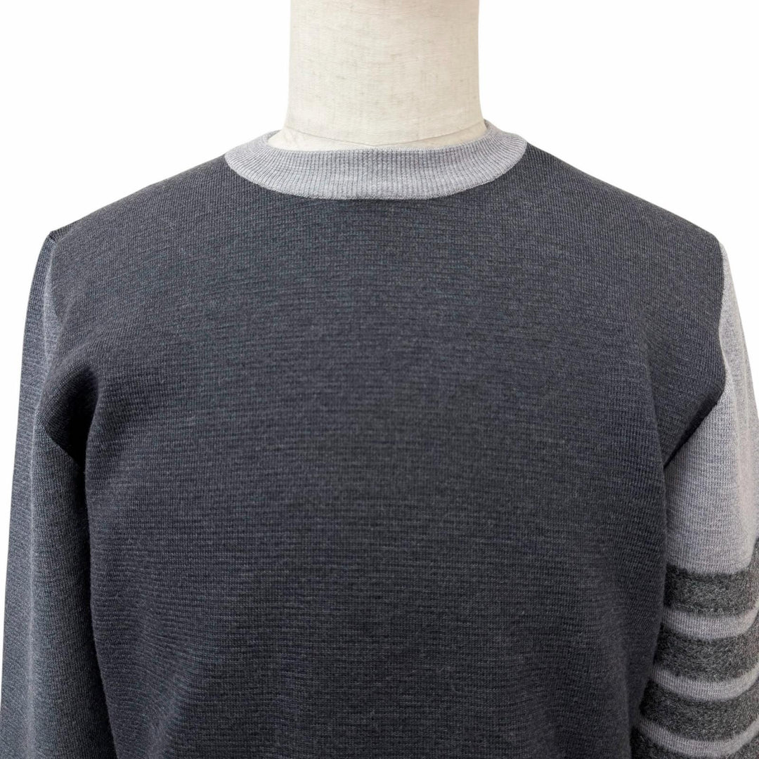 未使用品□THOM BROWNE トムブラウン MKA316F ミラノステッチ コットン クレープ 4 BAR セーター グレー 2 イタリア製 正規品 メンズ