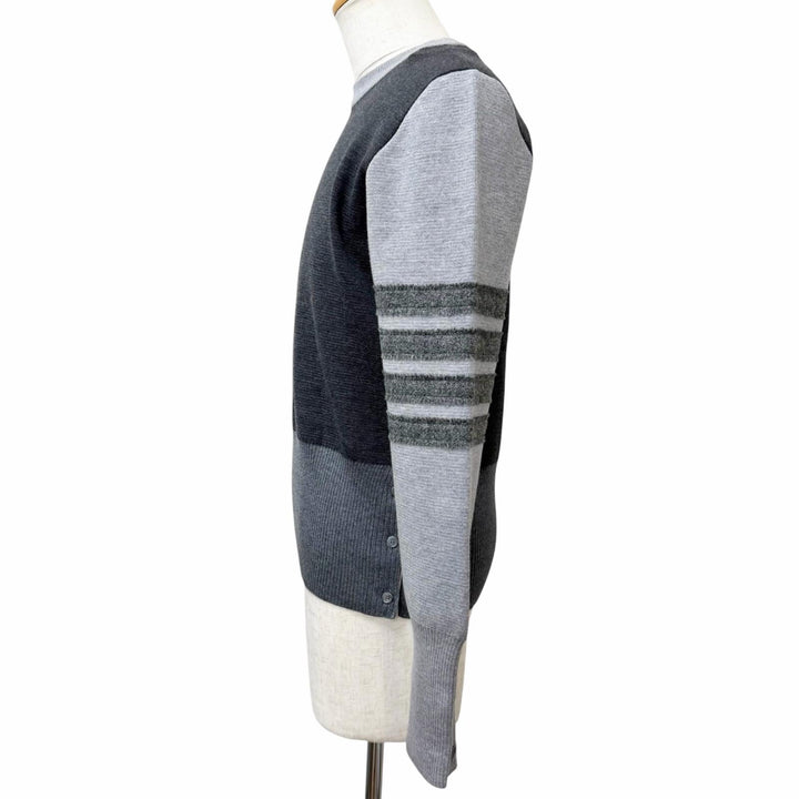 未使用品□THOM BROWNE トムブラウン MKA316F ミラノステッチ コットン クレープ 4 BAR セーター グレー 2 イタリア製 正規品 メンズ