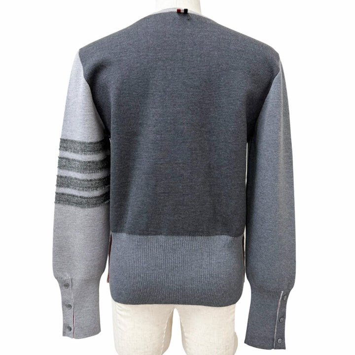 未使用品□THOM BROWNE トムブラウン MKA316F ミラノステッチ コットン クレープ 4 BAR セーター グレー 2 イタリア製 正規品 メンズ