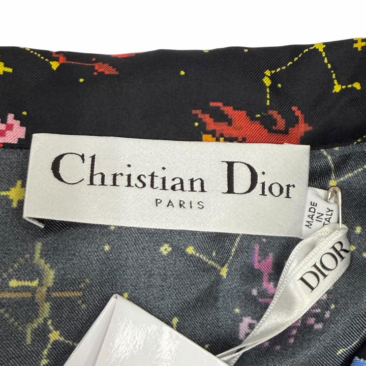 未使用品★Christian Dior クリスチャンディオール 241V33A6633 シルク100％ ロゴボタン付 ソディアックピクセル 長袖シャツ 40 正規品