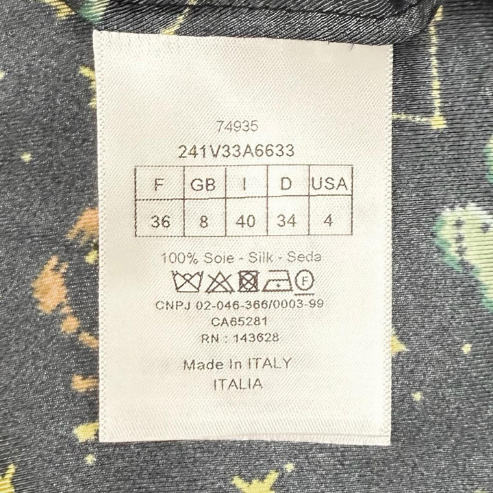 未使用品★Christian Dior クリスチャンディオール 241V33A6633 シルク100％ ロゴボタン付 ソディアックピクセル 長袖シャツ 40 正規品