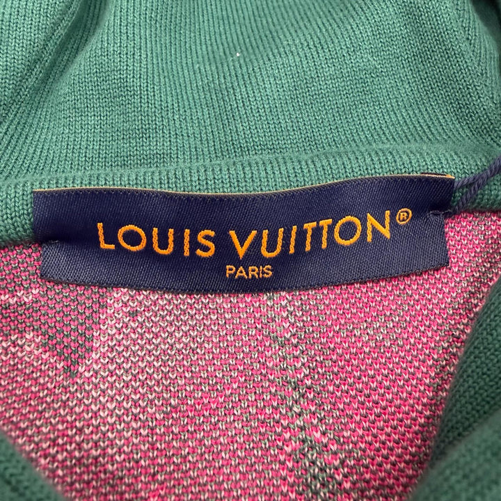 未使用品▼LOUIS VUITTON ルイヴィトン 23AW コットン グラフィックロゴ プルオーバー パーカー グリーン ピンク 5L(希少サイズ) 正規品