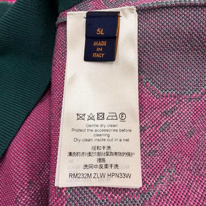 未使用品▼LOUIS VUITTON ルイヴィトン 23AW コットン グラフィックロゴ プルオーバー パーカー グリーン ピンク 5L(希少サイズ) 正規品
