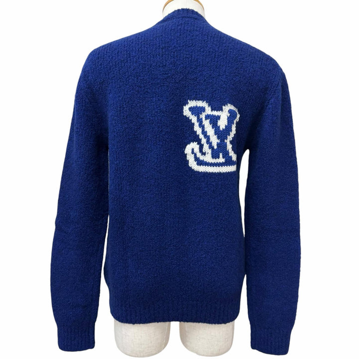 未使用品□LOUIS VUITTON ルイヴィトン 20AW ウール ヤク LVインターシャ ロングスリーブ セーター ブルー S イタリア製 正規品 メンズ