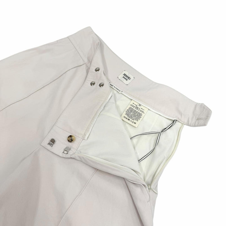 極美品★HERMES エルメス メドール金具付 無地 ウール ショートパンツ ボトムス ライトベージュ 36 フランス製 レディース