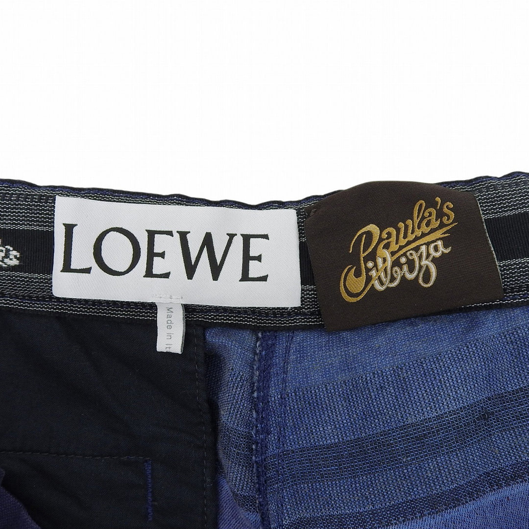 極美品▲LOEWE×Paulas Ibiza ロエベ×パウラズイビザ H616Y04X21 リネン コットン カーゴ ハーフパンツ マルチカラー XS 正規品 メンズ