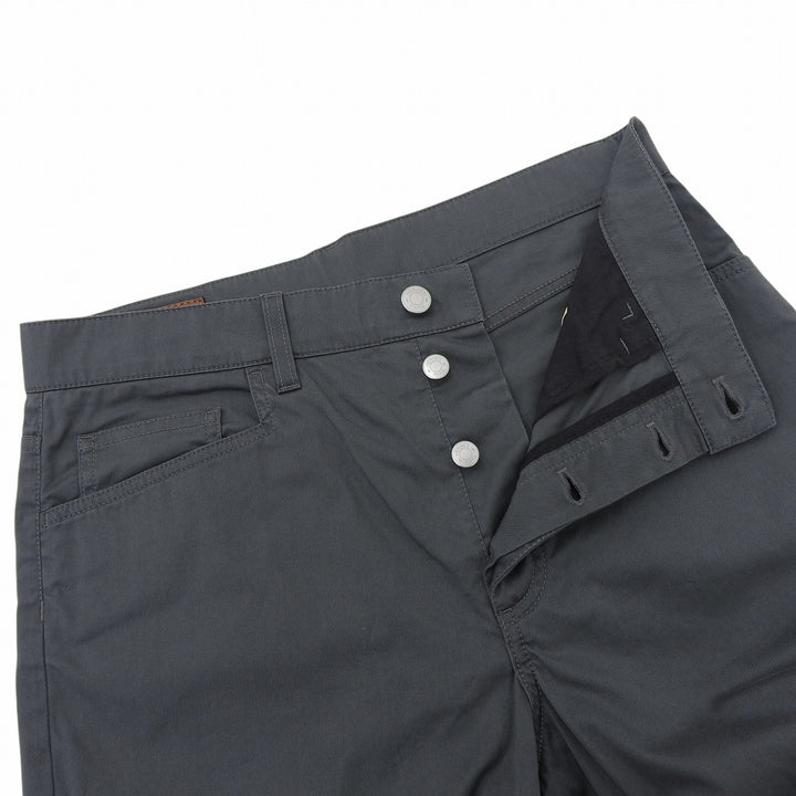 美品▲HERMES エルメス セリエボタン ボタンフライ ロゴレザーパッチ 5ポケット パンツ チャコールグレー 40 フランス製 メンズ
