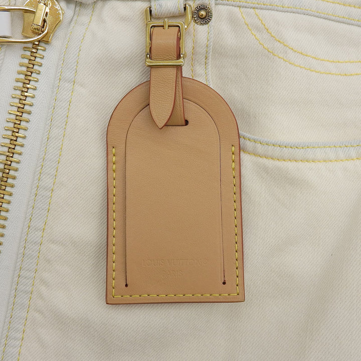 極美品▲LOUIS VUITTON ルイヴィトン 23AW コットン100％ ラゲージタグ スカート アイボリー ゴールド M～Lサイズ相当 正規品 レディース