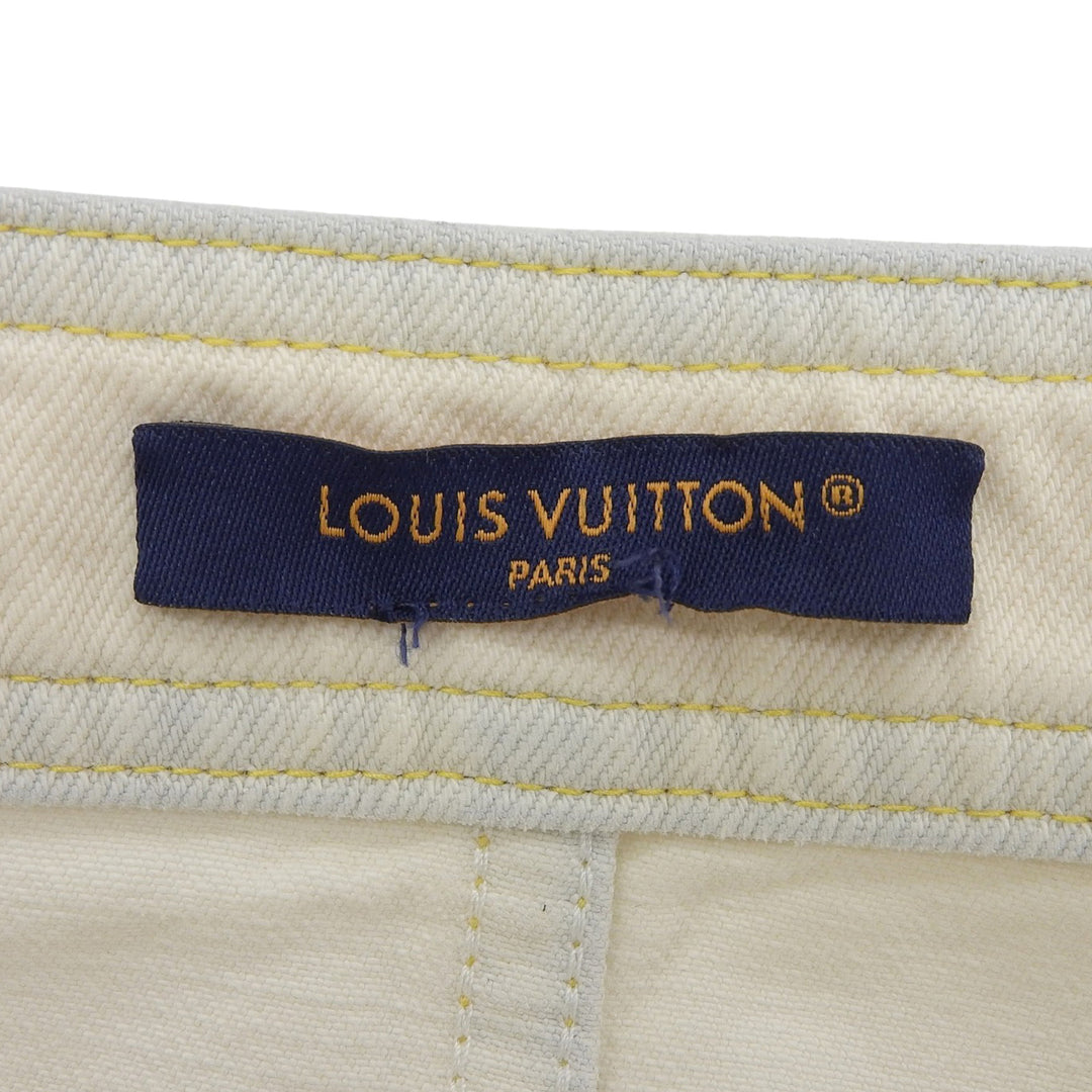極美品▲LOUIS VUITTON ルイヴィトン 23AW コットン100％ ラゲージタグ スカート アイボリー ゴールド M～Lサイズ相当 正規品 レディース