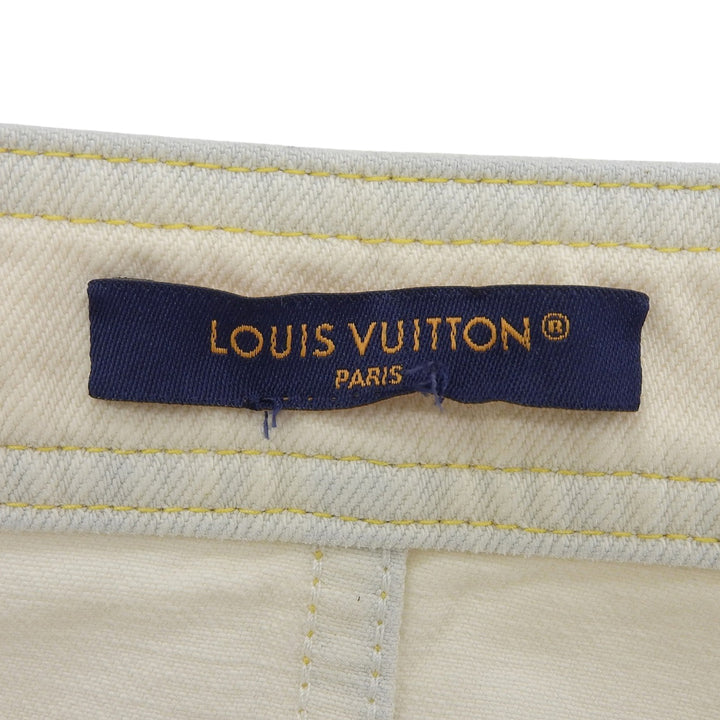 極美品▲LOUIS VUITTON ルイヴィトン 23AW コットン100％ ラゲージタグ スカート アイボリー ゴールド M～Lサイズ相当 正規品 レディース