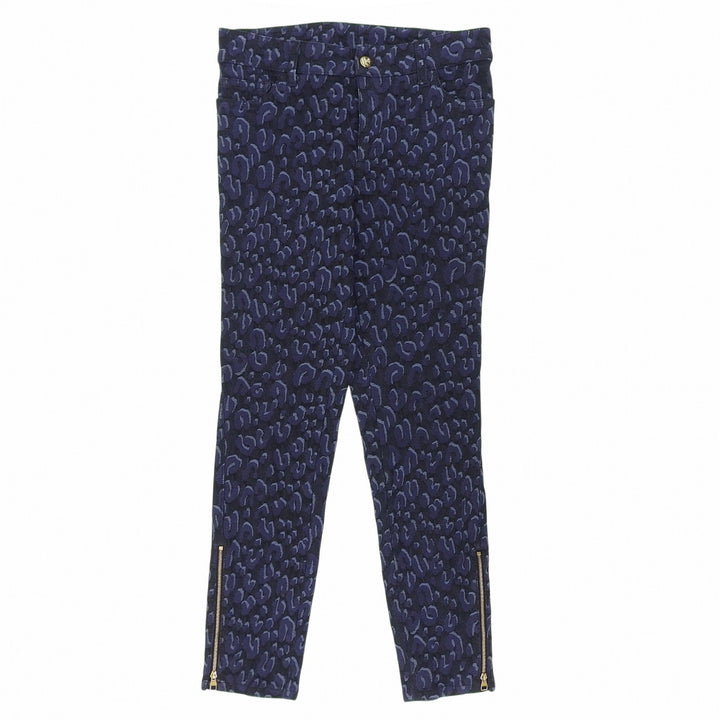 美品▲LOUIS VUITTON ルイヴィトン コットン 裾ジップ レオパード スキニー パンツ ブラック ネイビー 38 イタリア製 正規品 レディース