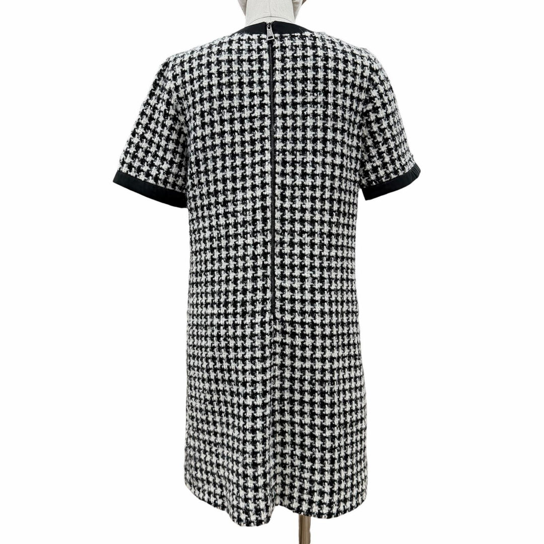 極美品◇MONCLER モンクレール 2023年製 I20932G00010 59714 ABITO ウール混 モノトーン 半袖 ワンピース ブラック ホワイト 38 正規品