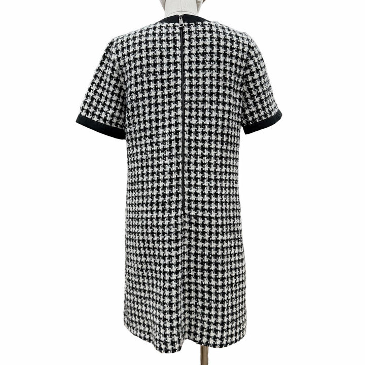 極美品◇MONCLER モンクレール 2023年製 I20932G00010 59714 ABITO ウール混 モノトーン 半袖 ワンピース ブラック ホワイト 38 正規品