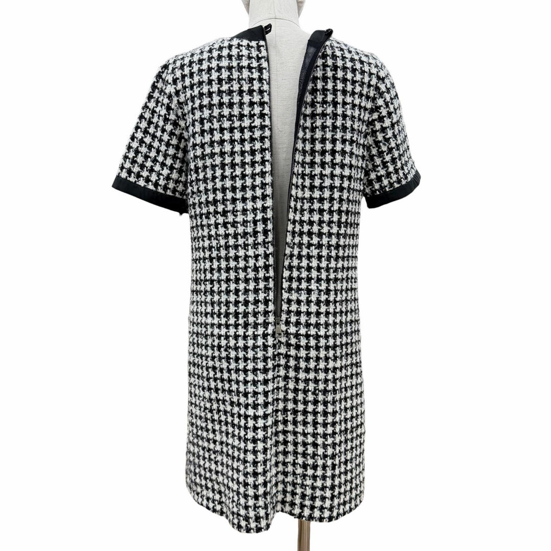 極美品◇MONCLER モンクレール 2023年製 I20932G00010 59714 ABITO ウール混 モノトーン 半袖 ワンピース ブラック ホワイト 38 正規品