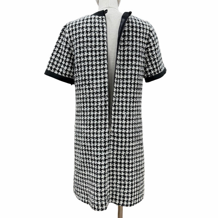 極美品◇MONCLER モンクレール 2023年製 I20932G00010 59714 ABITO ウール混 モノトーン 半袖 ワンピース ブラック ホワイト 38 正規品
