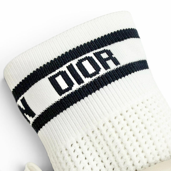 未使用品△Christian Dior クリスチャンディオール D-ZENITH レザー レースアップ ロゴソックスブーツ アンクルブーツ オフホワイト 37.5