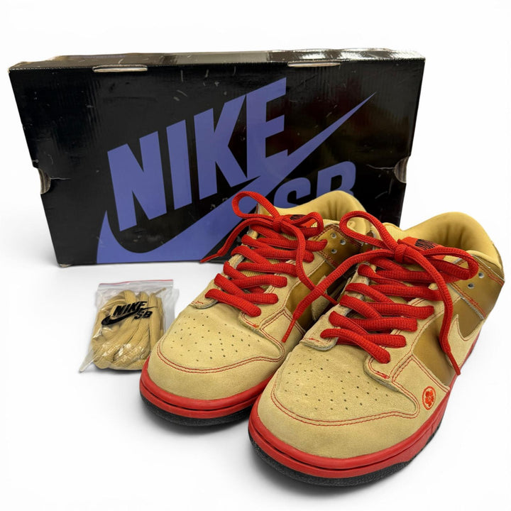 未使用品▼NIKE ナイキ 304292-771 NIKE DUNKLOW PRO SB Moneycat スウェード レザー ローカットスニーカー ベージュ ゴールド 27.5 箱付